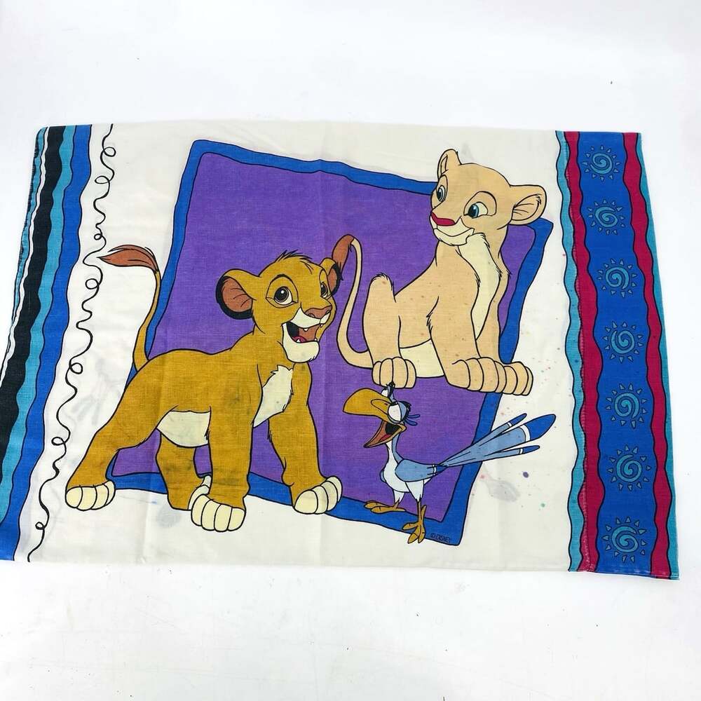 Vintage 90s Disney The Lion King Pillowcase Reversible Simba Nala Timon Pumbaa